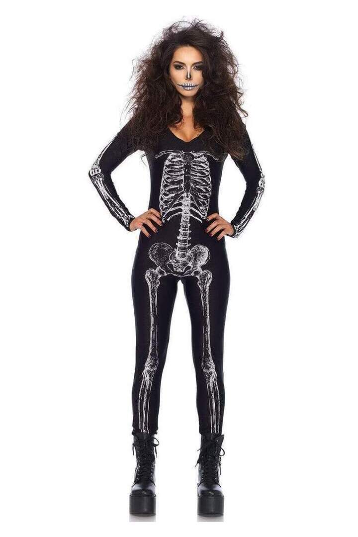 Leg Avenue X-Ray Skeleton Catsuit with Zipper Costume Black/White in Large 2