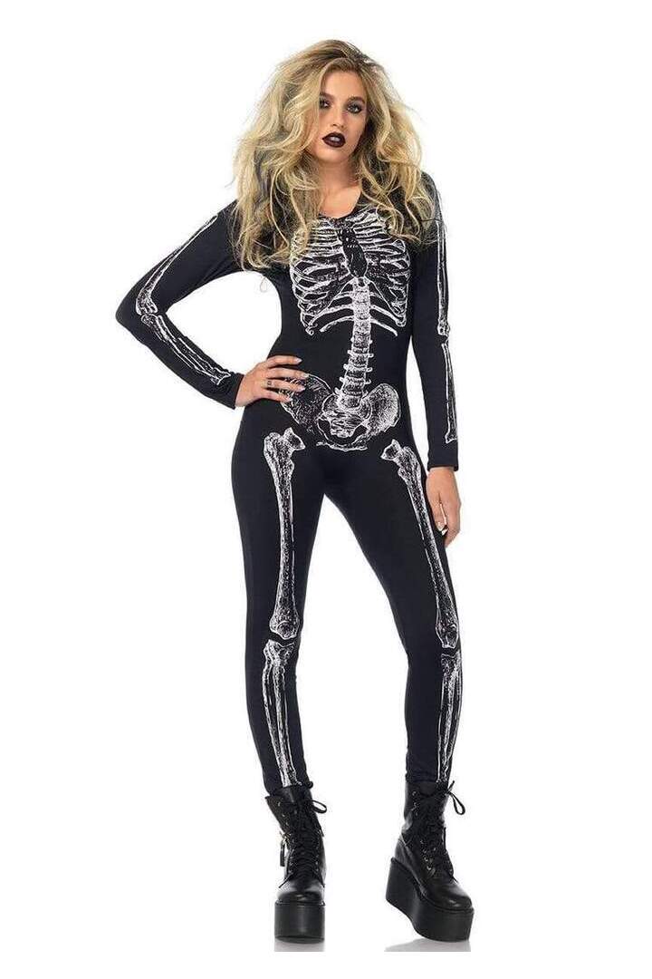 Leg Avenue X-Ray Skeleton Catsuit with Zipper Costume Black/White in Large 3
