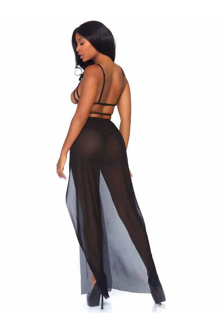 Leg Avenue Yours Always Open Cup Gown Set in Black 3