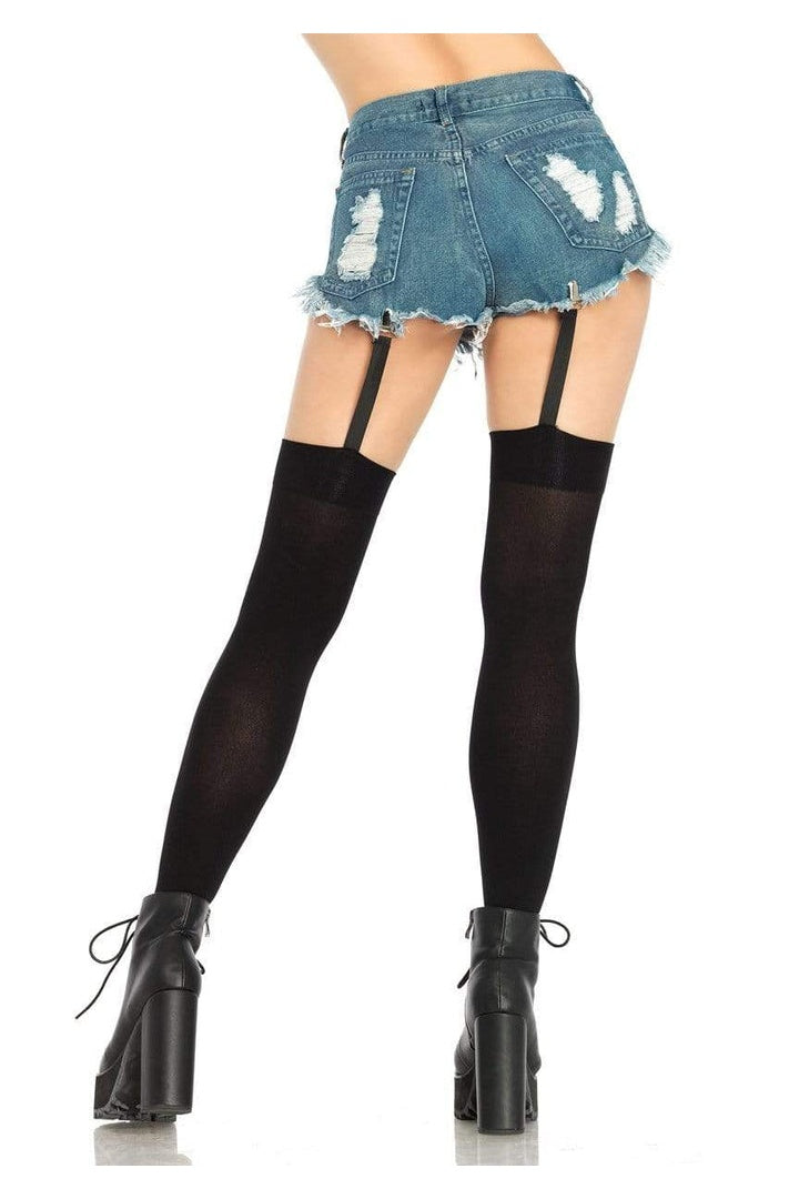 Leg Avenue Yuli Garter Thigh High Stockings Black in One Size 