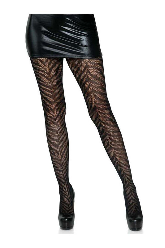 Leg Avenue Zebra Net Tights Black in One Size 