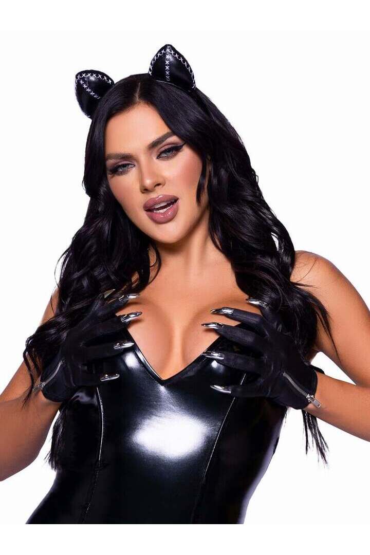 Leg Avenue Zip-up Claw Gloves Black in One Size 1