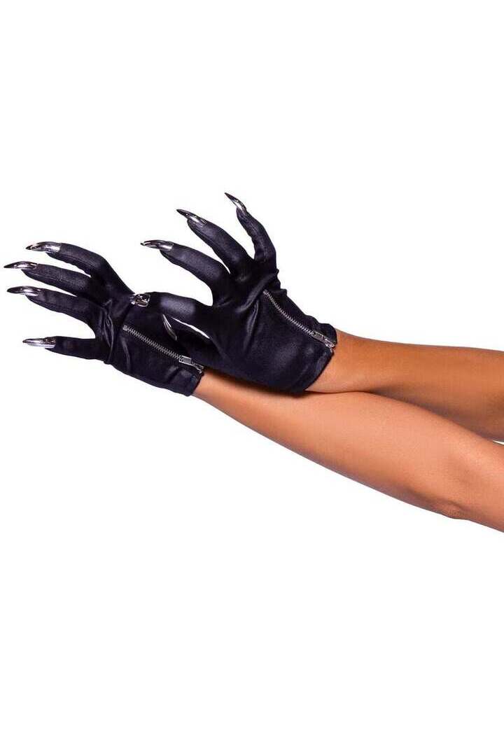 Leg Avenue Zip-up Claw Gloves Black in One Size 