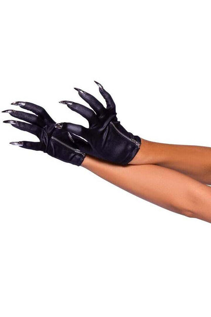 Leg Avenue Zip-up Claw Gloves Black in One Size 