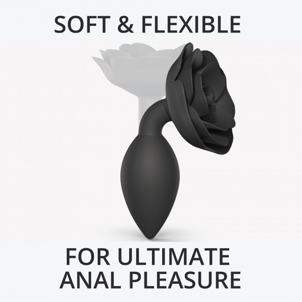 Lovely Planet Love to Love Open Roses Silicone Anal Plug Black Onyx L 1