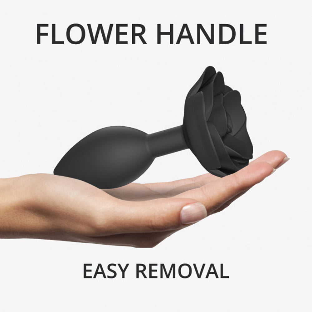 Lovely Planet Love to Love Open Roses Silicone Anal Plug Black Onyx L 4