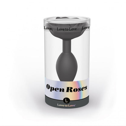Lovely Planet Love to Love Open Roses Silicone Anal Plug Black Onyx L 