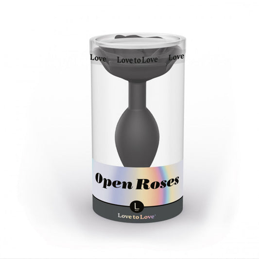 Lovely Planet Love to Love Open Roses Silicone Anal Plug Black Onyx L 
