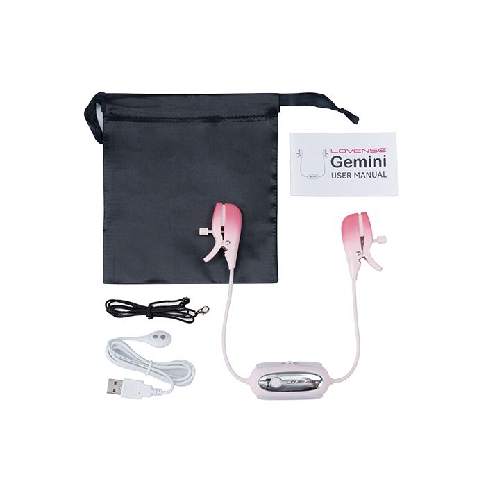 Lovense Gemini Vibrating Nipple Clamps - Pink 4