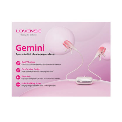 Lovense Gemini Vibrating Nipple Clamps - Pink 7