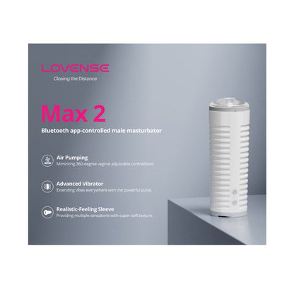 Lovense Max 2 Rechargeable Male Masturbator w/ White Case - Clear Sleeve 4