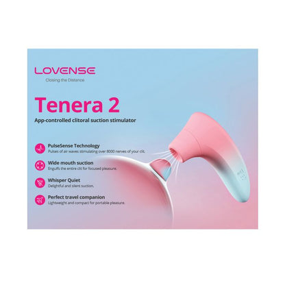 Lovense Tenera 2 Bluetooth Clitoral Suction Stimulator - Pink/Blue 1