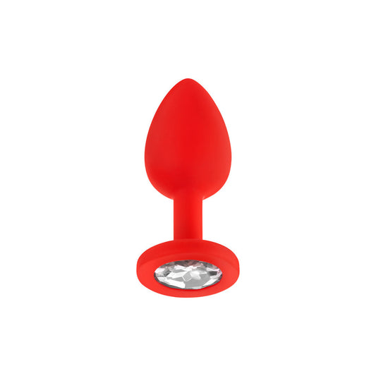 Luv Inc Jp31 Jeweled Small Plug Silicone with 3-Piece Interchangeable Gems Red 1