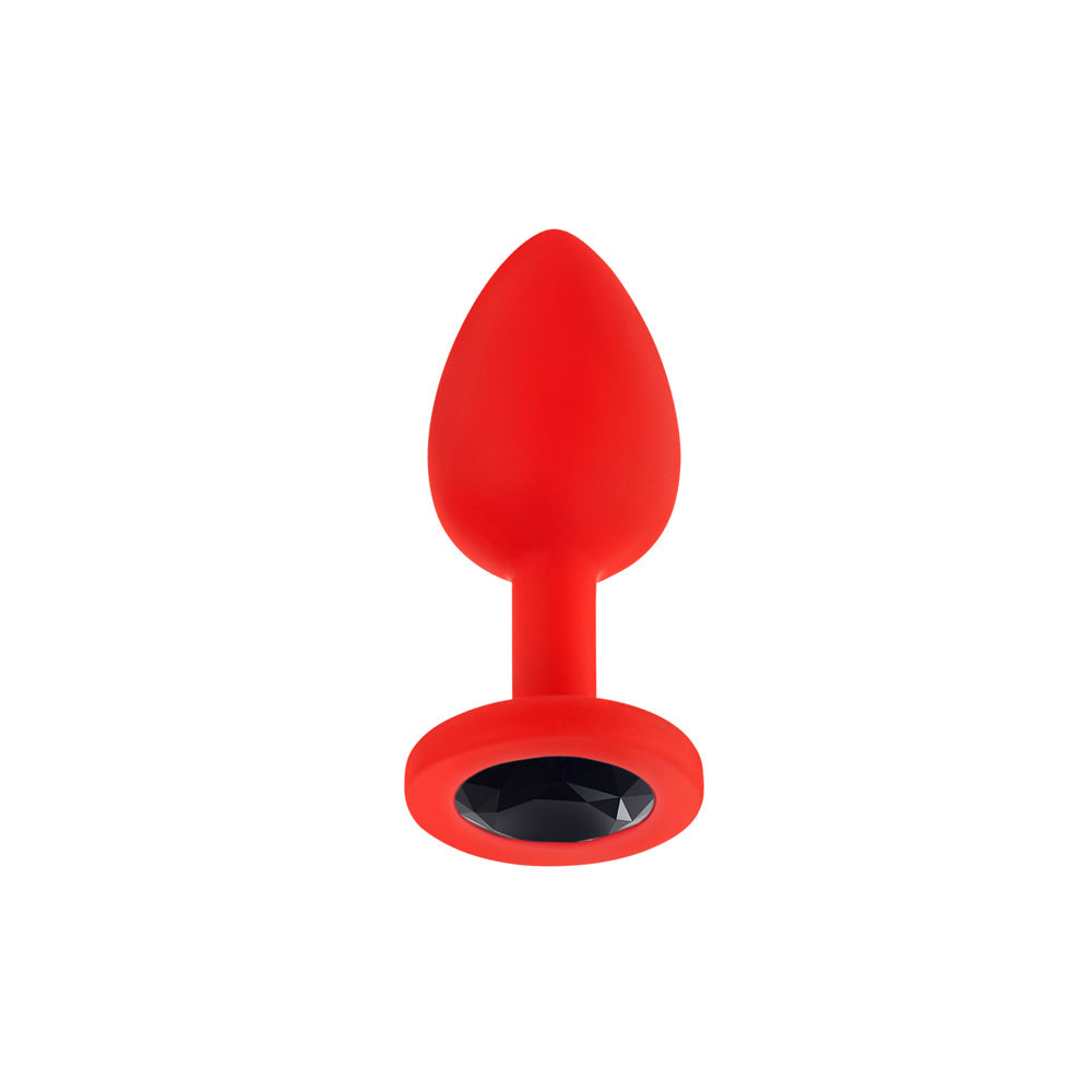 Luv Inc Jp31 Jeweled Small Plug Silicone with 3-Piece Interchangeable Gems Red 2