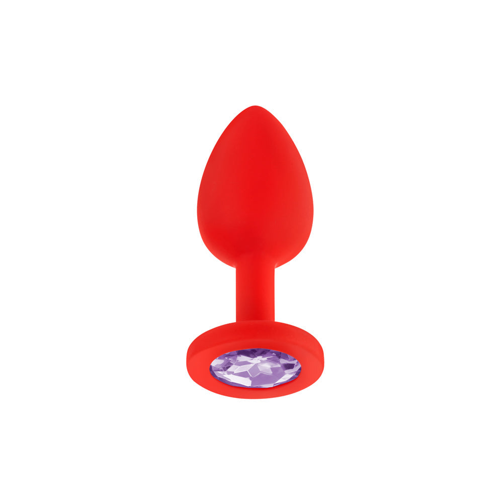 Luv Inc Jp31 Jeweled Small Plug Silicone with 3-Piece Interchangeable Gems Red 3