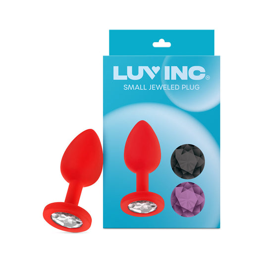 Luv Inc Jp31 Jeweled Small Plug Silicone with 3-Piece Interchangeable Gems Red 