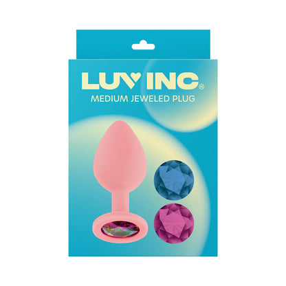 Luv Inc Jp32 Jeweled Medium Plug Silicone with 3-Piece Interchangeable Gems Pink 4