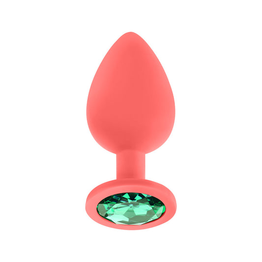 Luv Inc Jp33 Jeweled Large Plug Silicone with 3-Piece Interchangeable Gems Coral 1