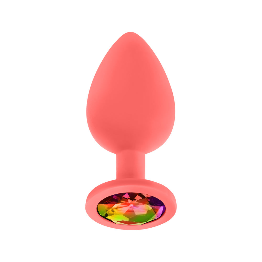 Luv Inc Jp33 Jeweled Large Plug Silicone with 3-Piece Interchangeable Gems Coral 2