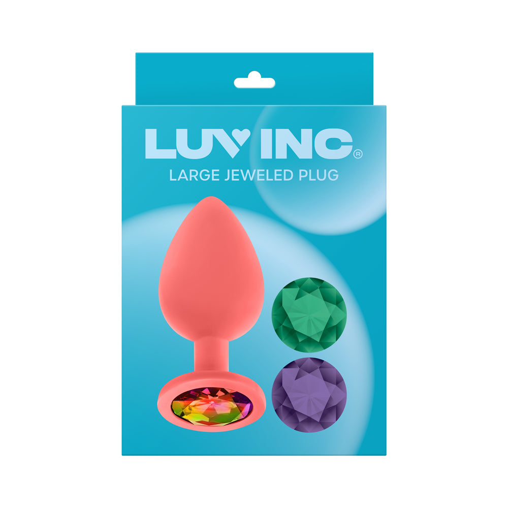 Luv Inc Jp33 Jeweled Large Plug Silicone with 3-Piece Interchangeable Gems Coral 4