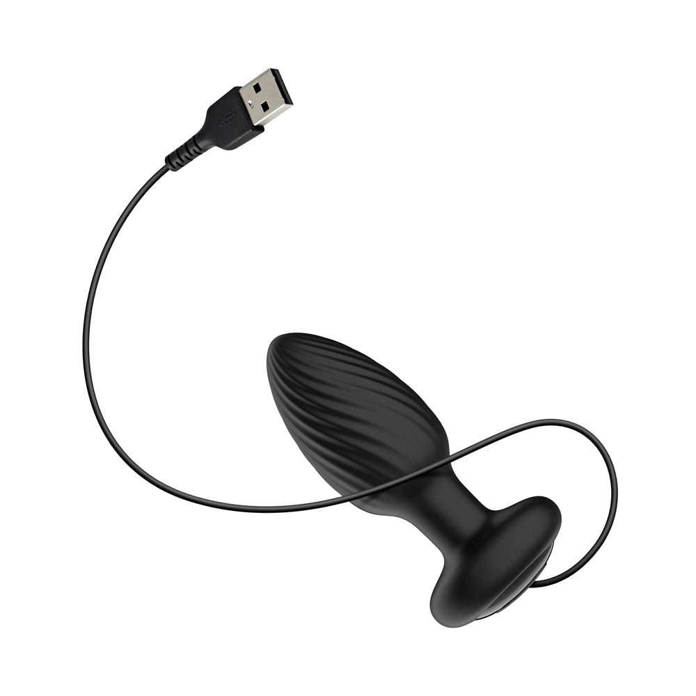 Nexus Tornado Rechargeable Remote-Controlled Rotating & Vibrating Textured Silicone Anal Plug Black 7