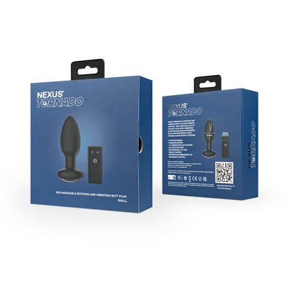 Nexus Tornado Rechargeable Remote-Controlled Rotating & Vibrating Textured Silicone Anal Plug Black 8