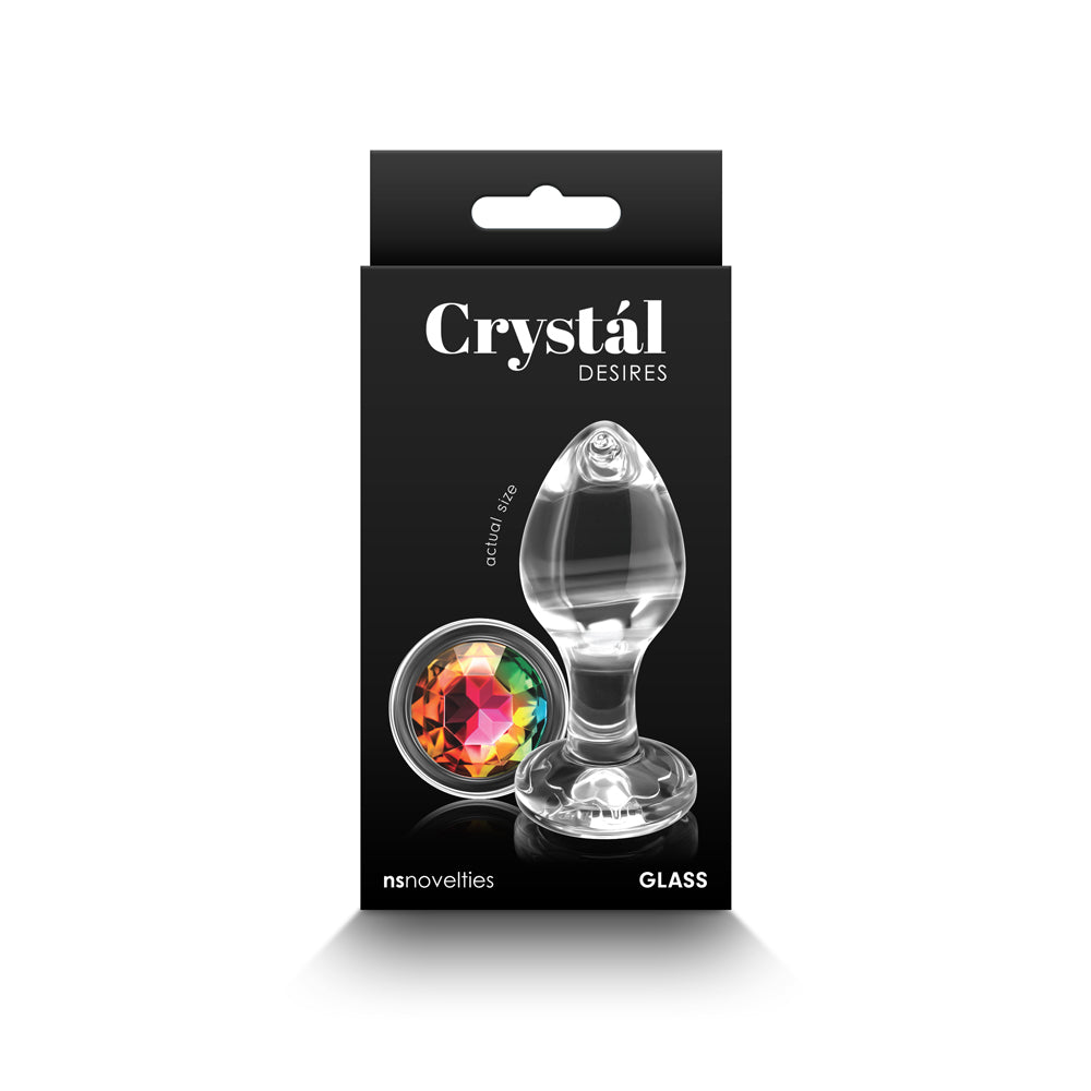 NS Novelties Crystal Desires Rainbow Gem Glass Plug Medium 