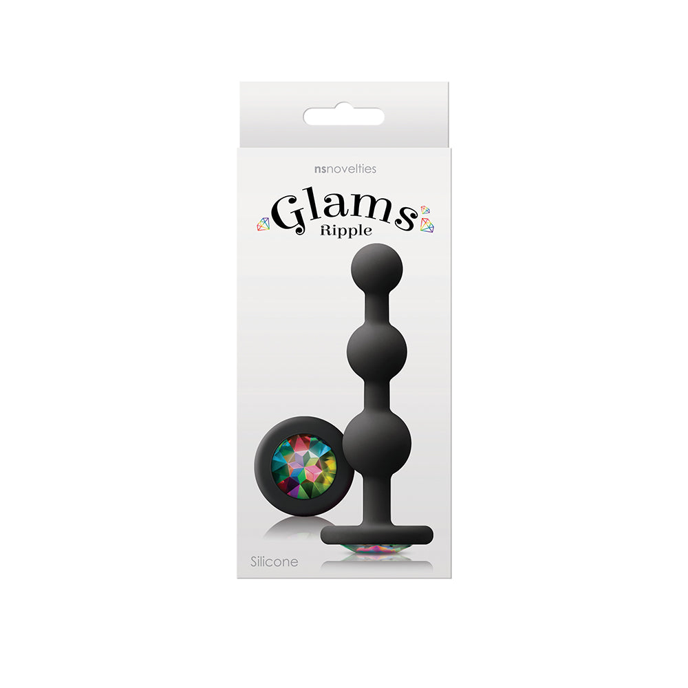 NS Novelties Glams Ripple Anal Plug Rainbow Gem Black 