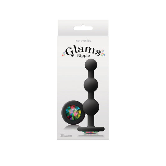 NS Novelties Glams Ripple Anal Plug Rainbow Gem Black 