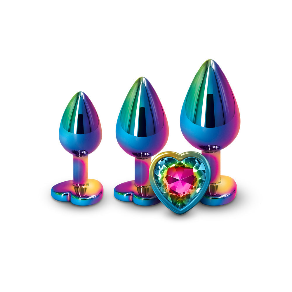 NS Novelties Rear Assets 3-Piece Metal Plug Kit Heart 2