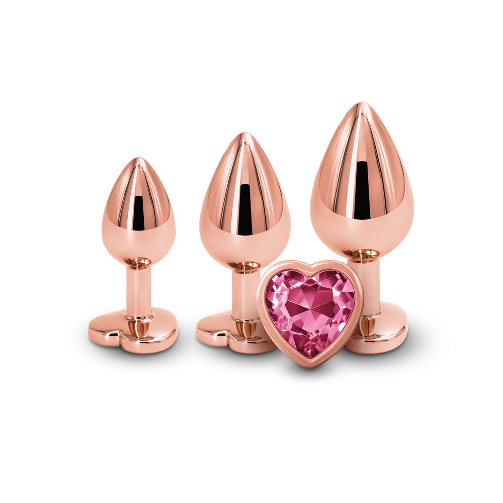 NS Novelties Rear Assets 3-Piece Metal Plug Kit Heart 5