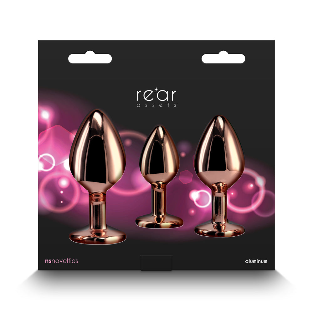 NS Novelties Rear Assets 3-Piece Metal Plug Kit Heart 7