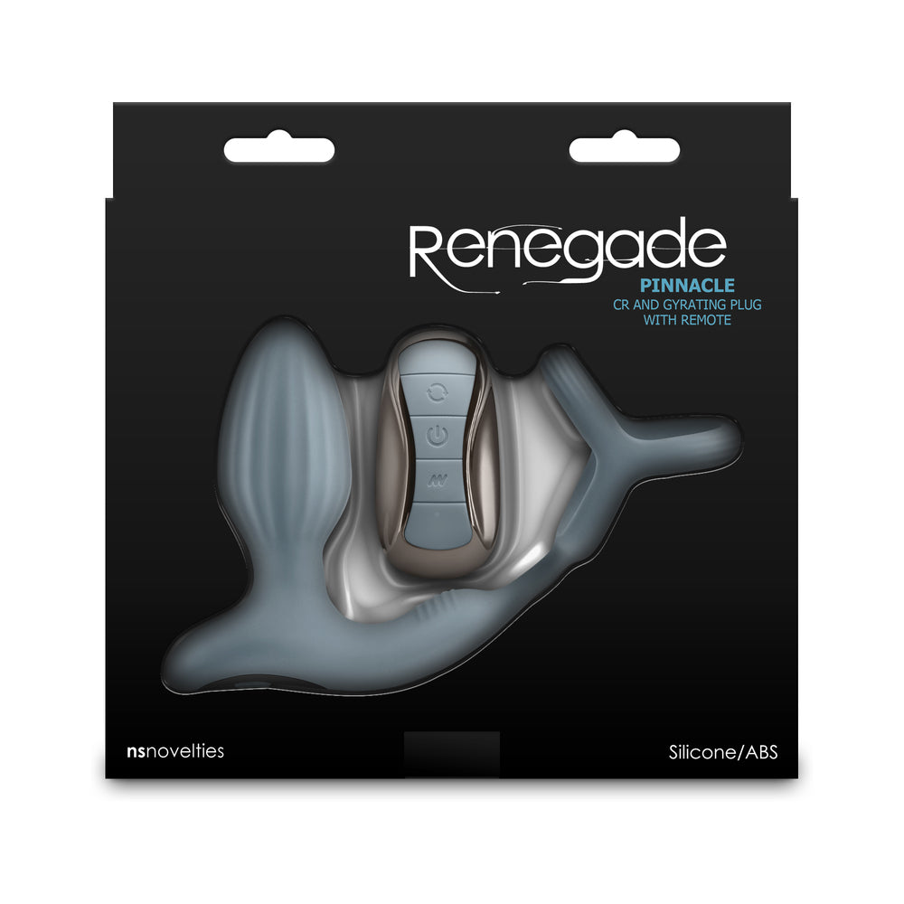 NS Novelties Renegade Pinnacle Rechargeable Cockring and Gyrating Plug with Remote Gray 3