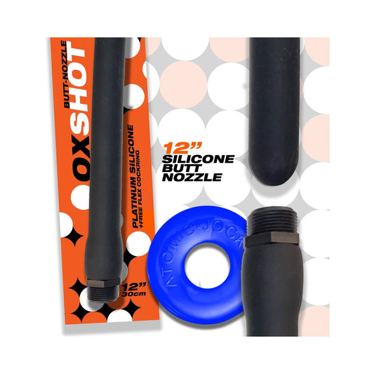 Oxballs Oxshot Butt Nozzle Shower Hose 12 in. + Flex Cockring Black 1