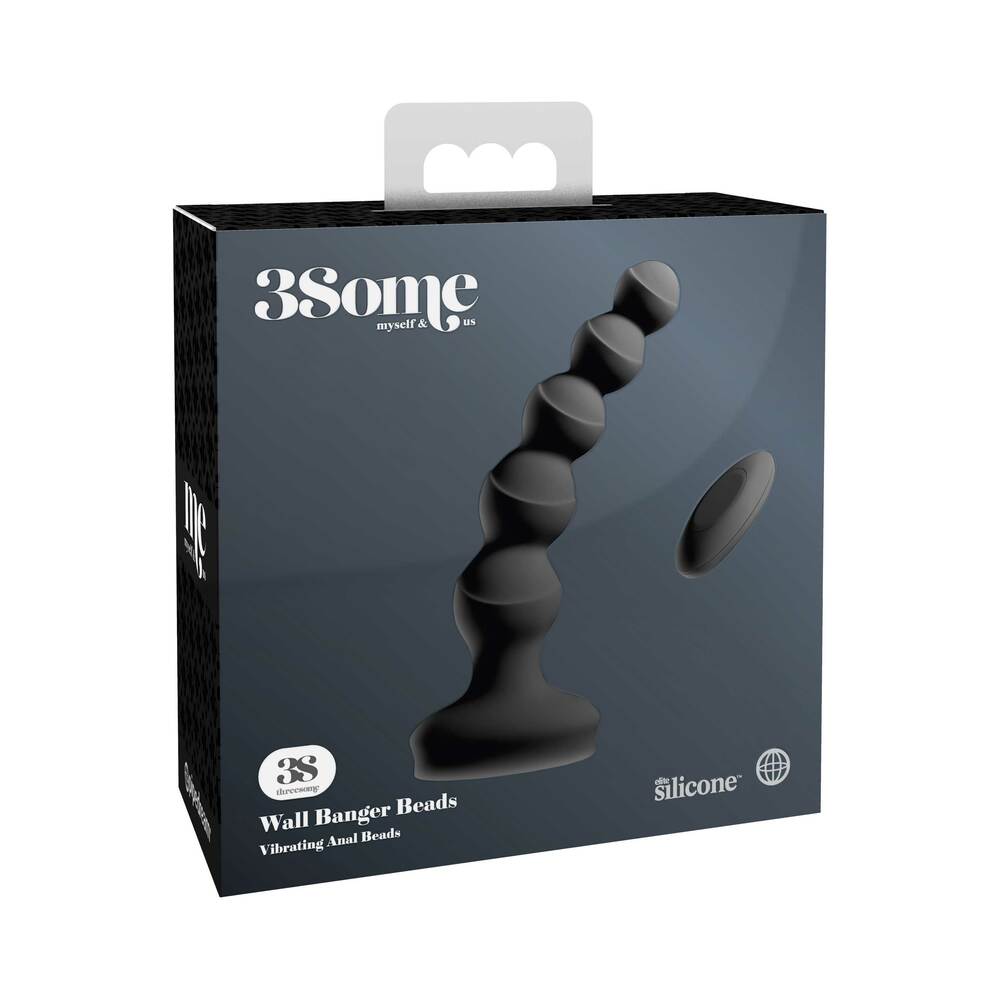 Pipedream 3Some Wall Banger Vibrating Anal Beads With Suction Cup Black 