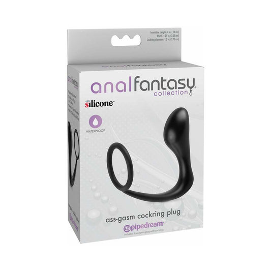 Pipedream Anal Fantasy Collection Silicone Ass-Gasm Cockring Plug Black 