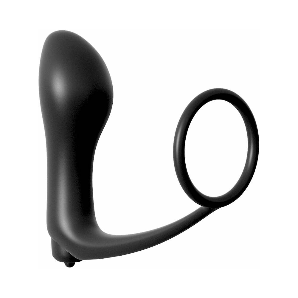 Pipedream Anal Fantasy Collection Silicone Ass-Gasm Vibrating Cockring & Plug Black1