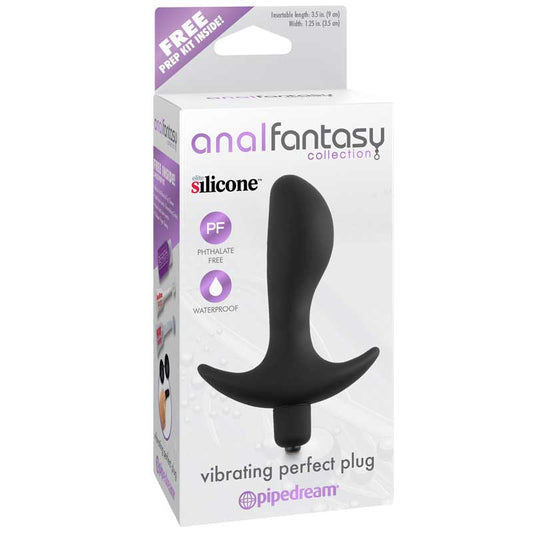 Pipedream Anal Fantasy Collection Silicone Vibrating Perfect Plug Black 