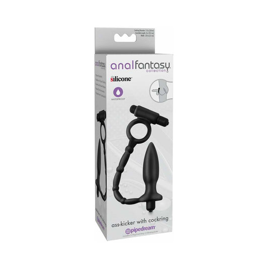 Pipedream Anal Fantasy Collection Vibrating Silicone Ass-Kicker With Cockring Black 