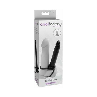 Pipedream Anal Fantasy Double Trouble 6 in. Dual-Entry Strap-On Dildo Black 