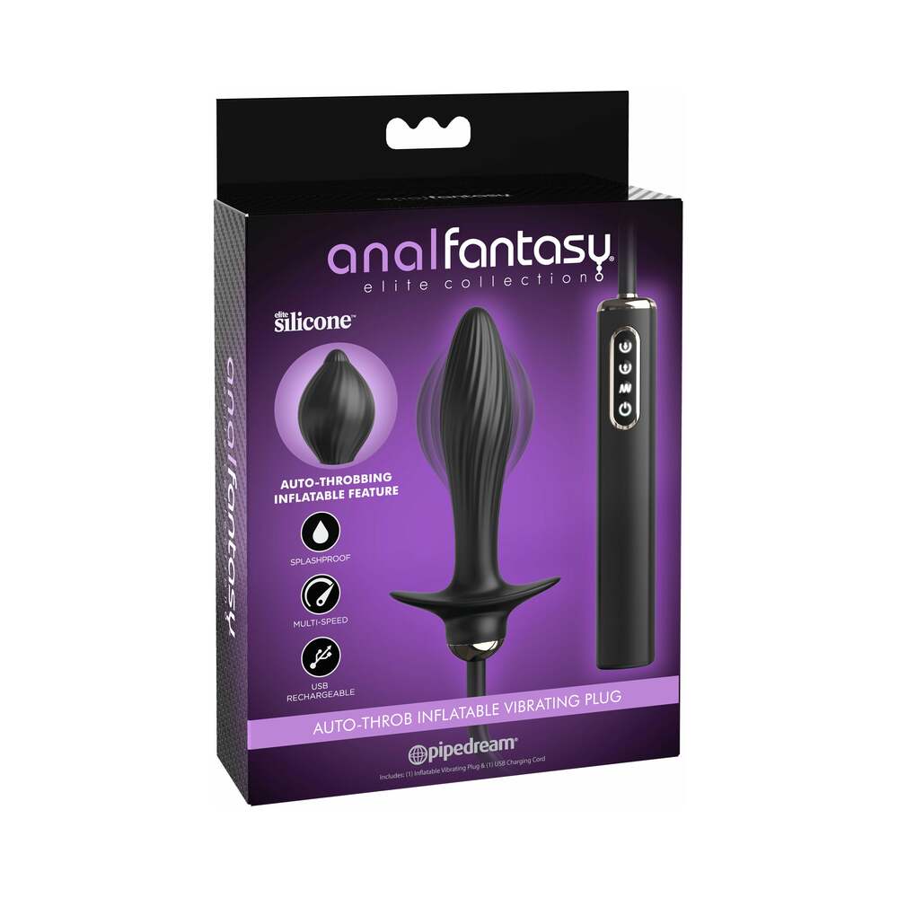 Pipedream Anal Fantasy Elite Collection Auto-Throb Inflatable Vibrating Plug Black 
