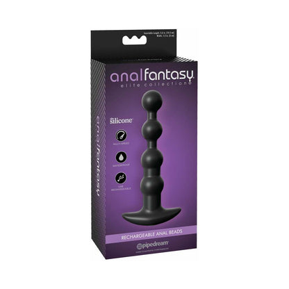 Pipedream Anal Fantasy Elite Rechargeable Anal Beads Silicone Plug Black 