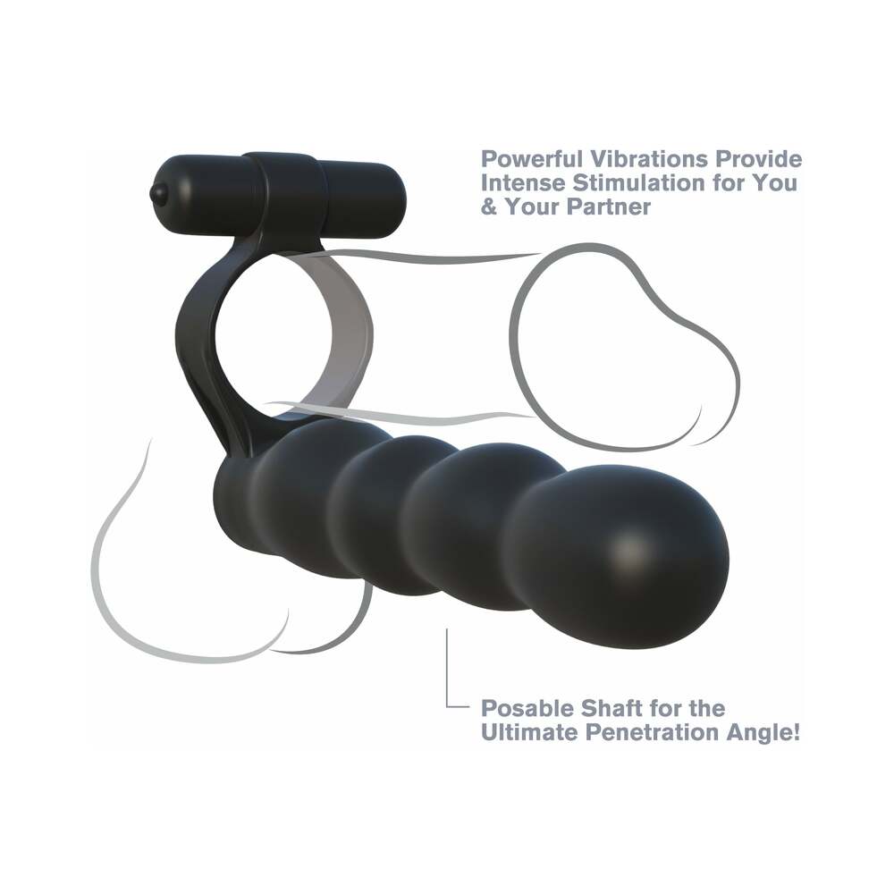 Pipedream Fantasy C-Ringz Posable Partner Double Penetrator Vibrating Cockring Black6