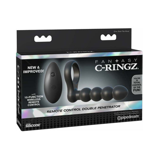 Pipedream Fantasy C-Ringz Remote Control Double Penetrator Vibrating Cockring Black 