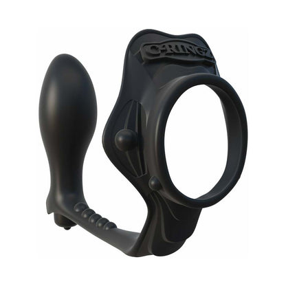 Pipedream Fantasy C-Ringz Rock Hard Ass-Gasm Vibrating Silicone Cockring With Anal Plug Black1