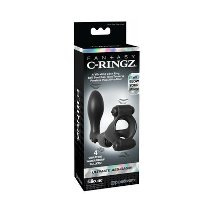 Pipedream Fantasy C-Ringz Ultimate Ass-Gasm Vibrating Silicone Cockring With Anal Plug Black 