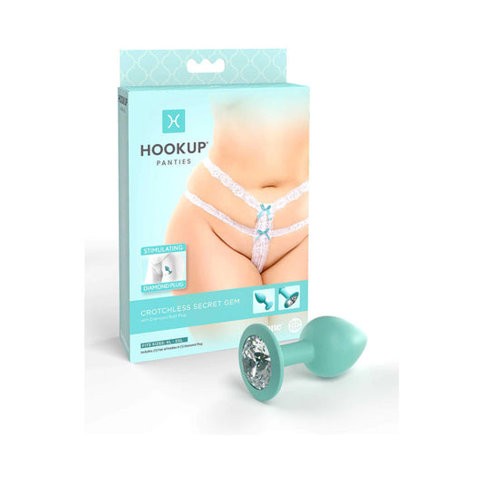 Pipedream Hookup Panties Crotchless Secret Gem With Diamond Silicone Anal Plug 1