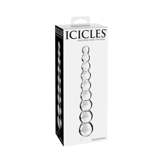 Pipedream Icicles No. 2 Beaded 8.5 in. Glass Dildo Clear 