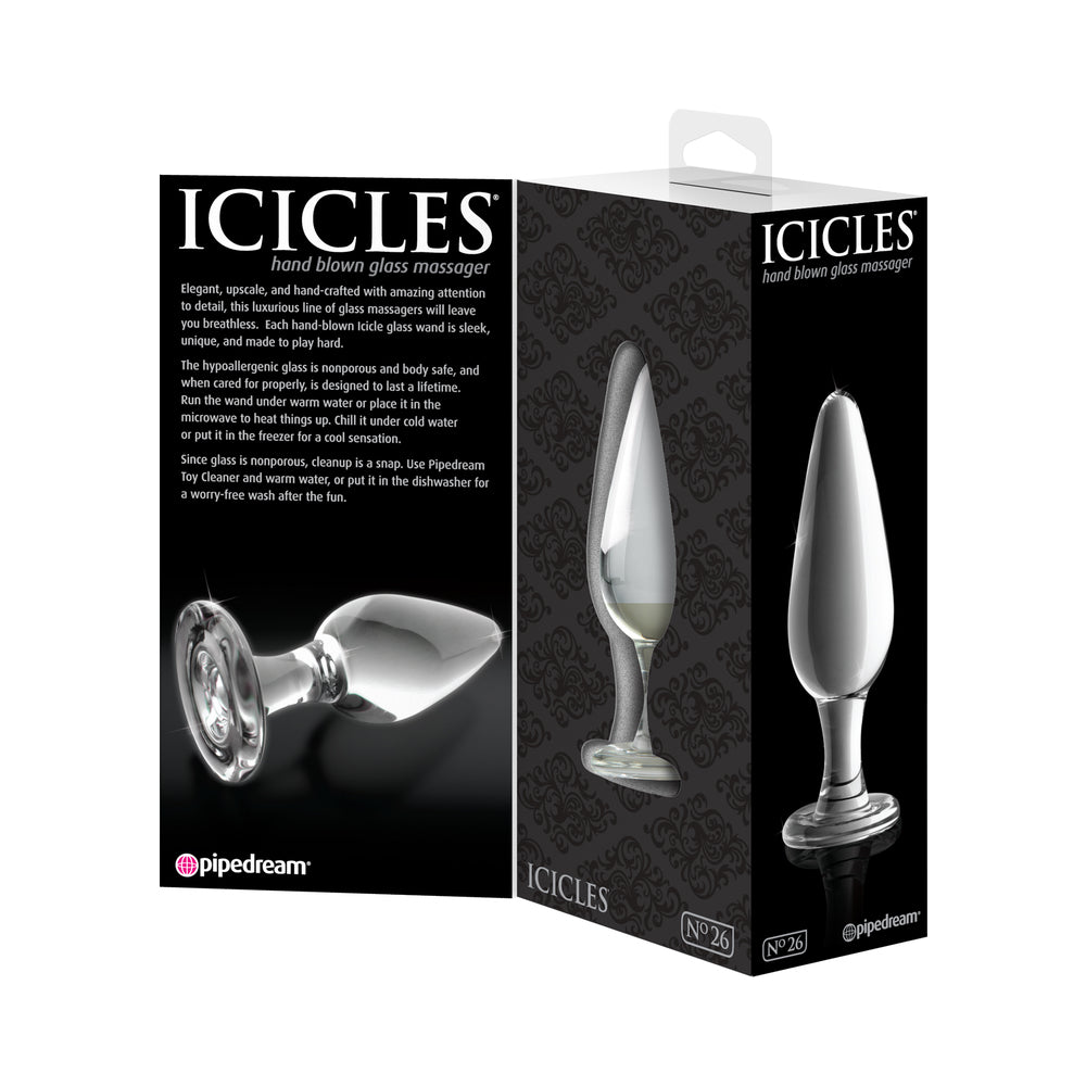 Pipedream Icicles No. 26 Glass Anal Plug 4.5 in. Clear 4