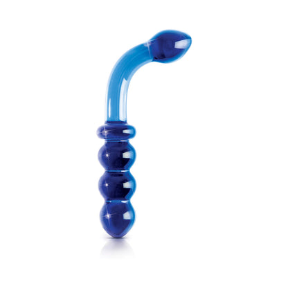 Pipedream Icicles No. 31 Curved Beaded 7.25 in. Dual-Ended Glass Dildo Blue 1
